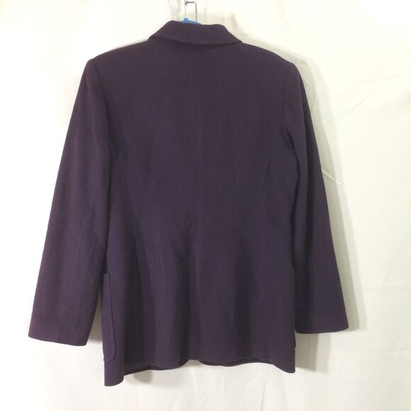 Kate Hill Vintage USA Wool Cashmere Blazer Wine Purple Size 10 Patch Pockets - Picture 2 of 4